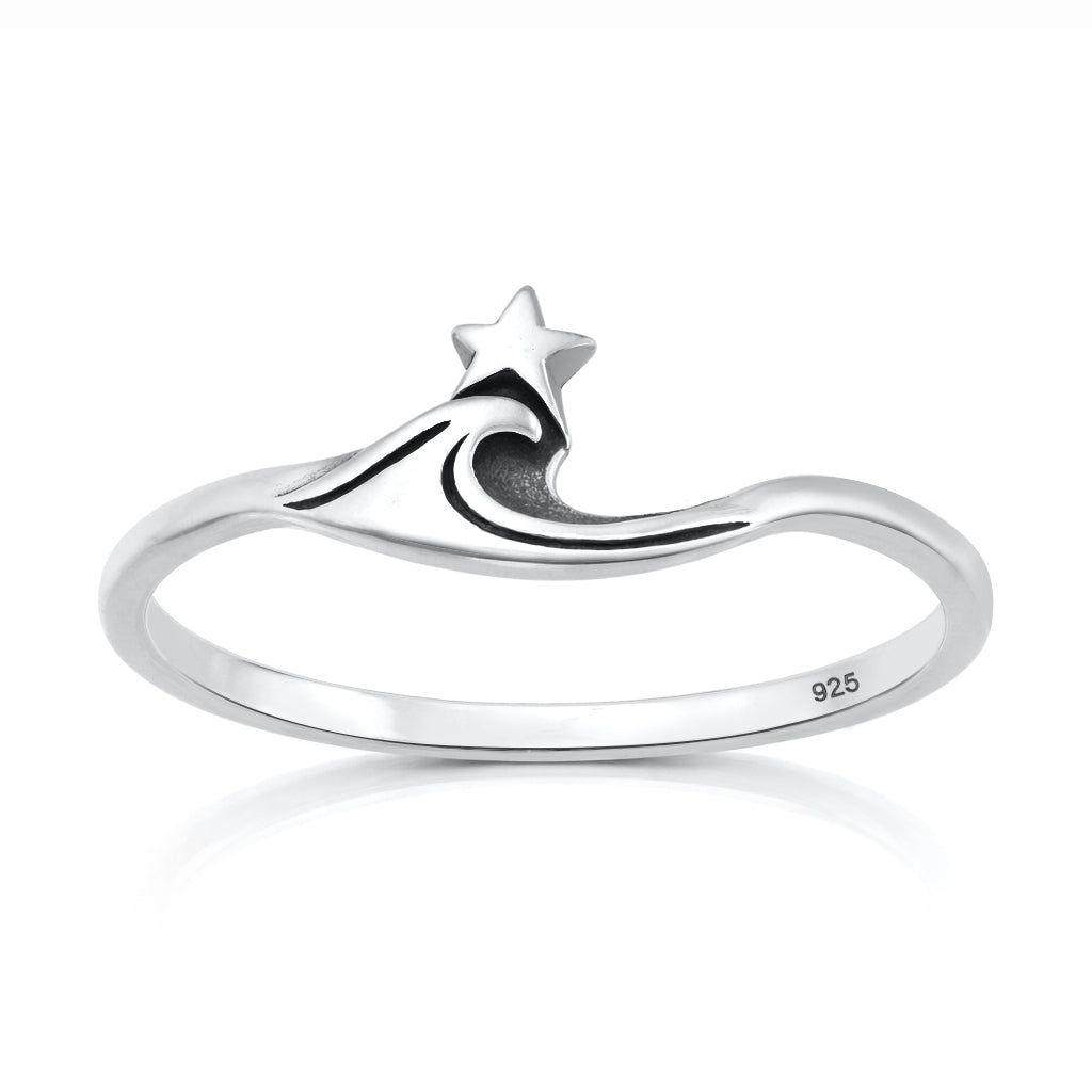 Sterling Silver Wave Star Ring