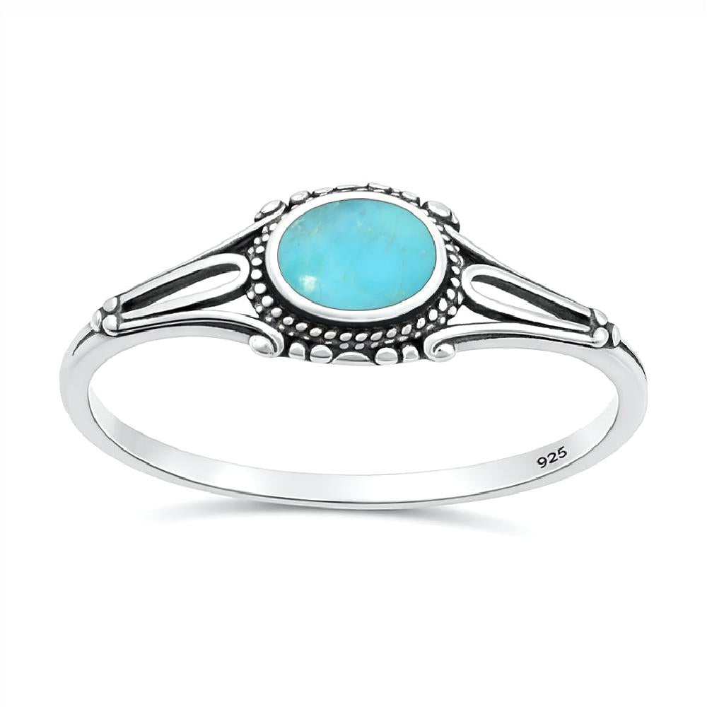 Sterling Silver Turquoise Bali Style Ring