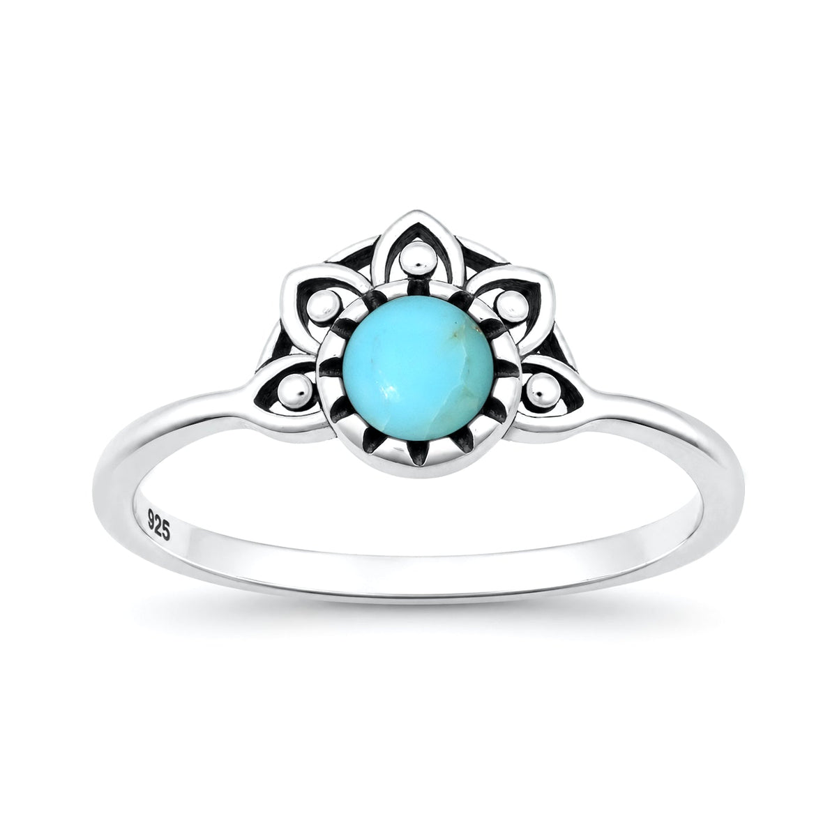 Sterling Silver Turquoise Henna Ring
