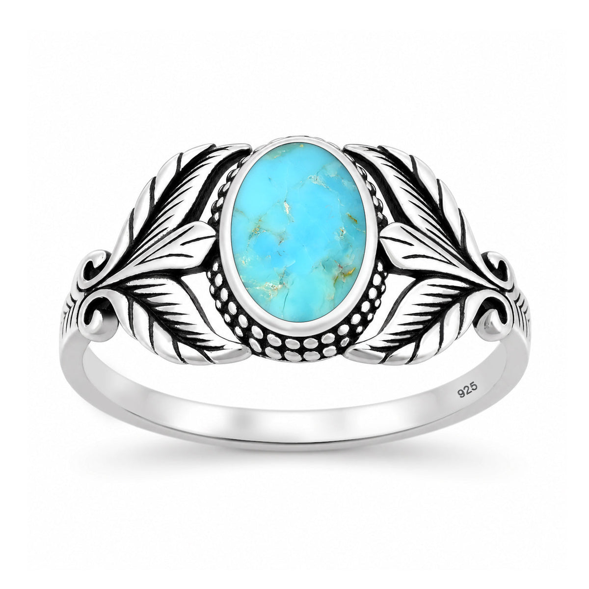 Sterling Silver Turquoise Leaf Ring