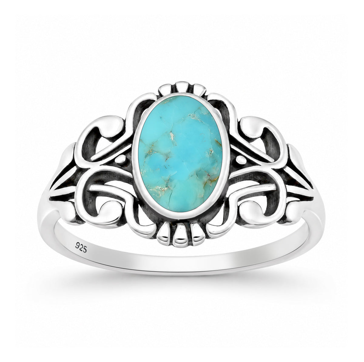 Sterling Silver Turquoise Filigree Ring