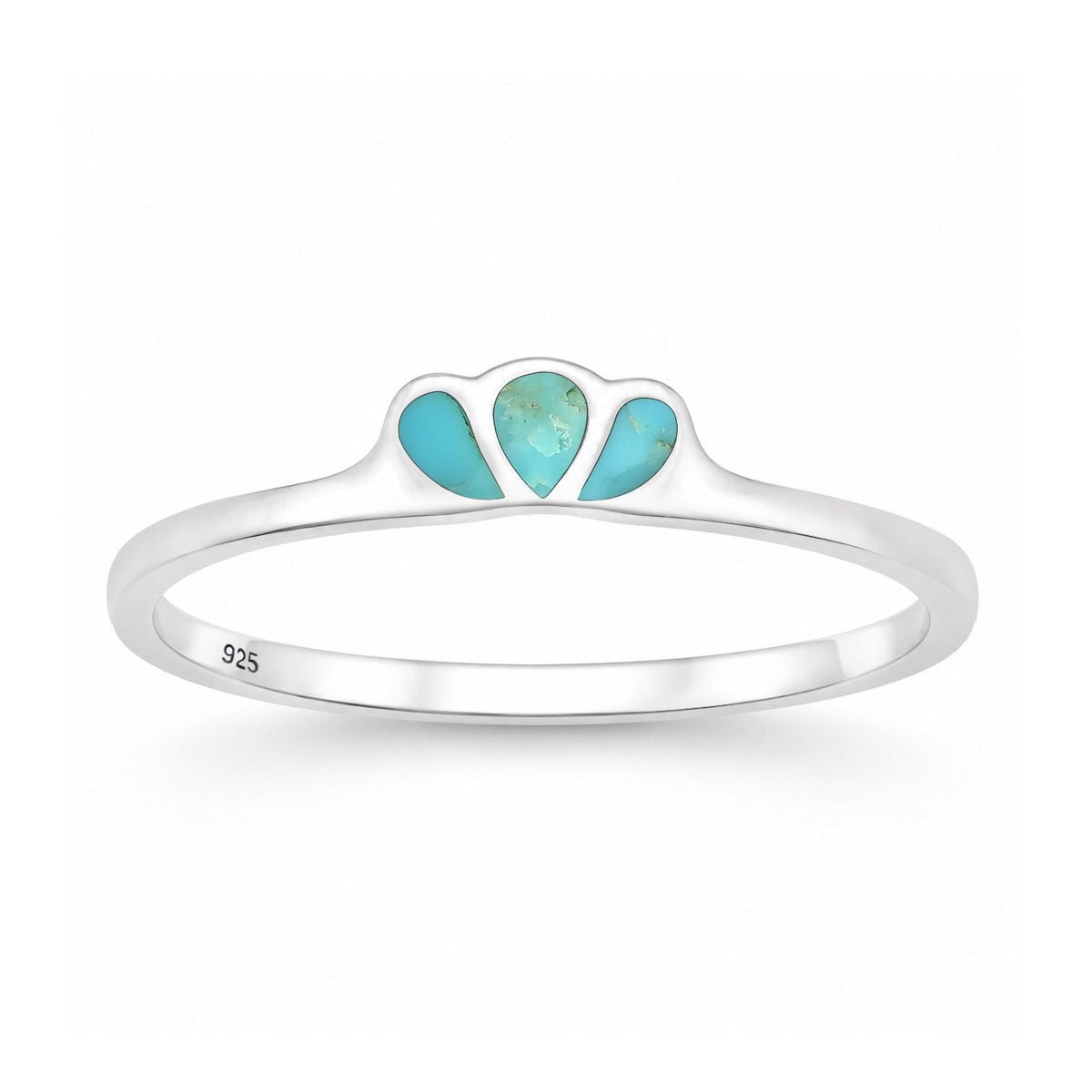 Sterling Silver Turquoise Triple Teardrop Ring