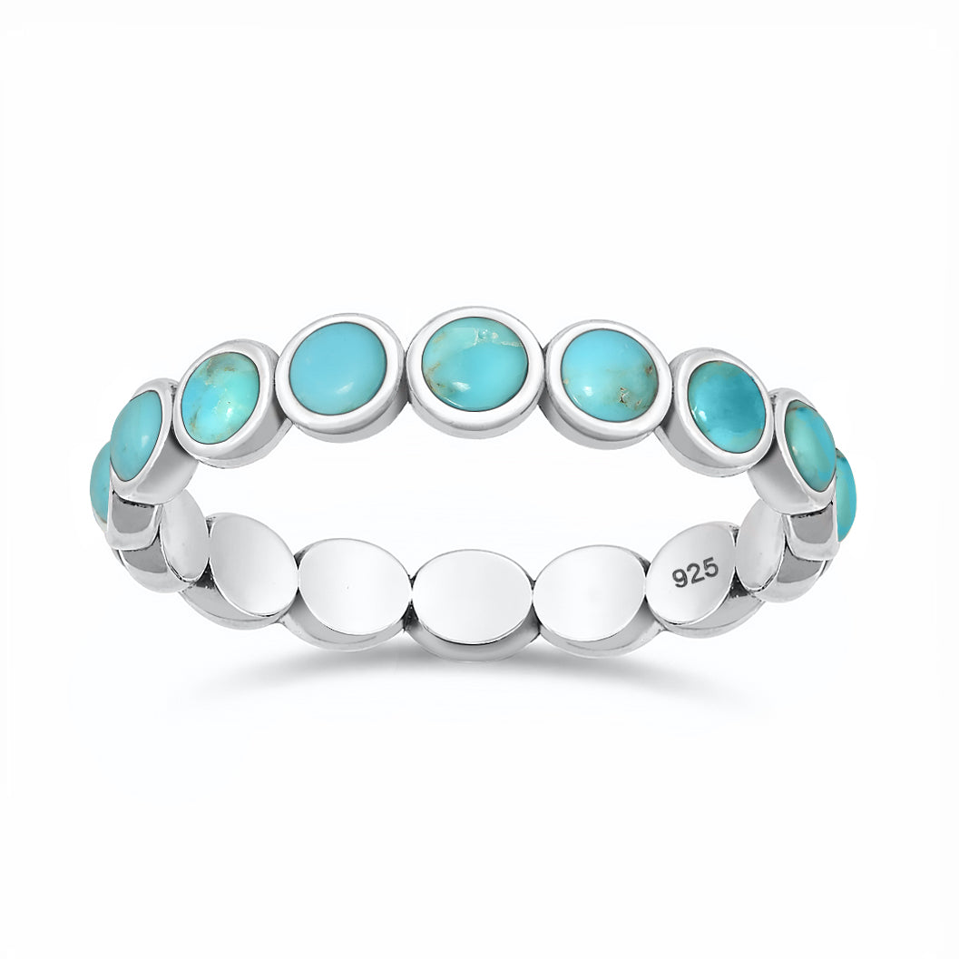 Sterling Silver Turquoise Eternity Stackable Ring