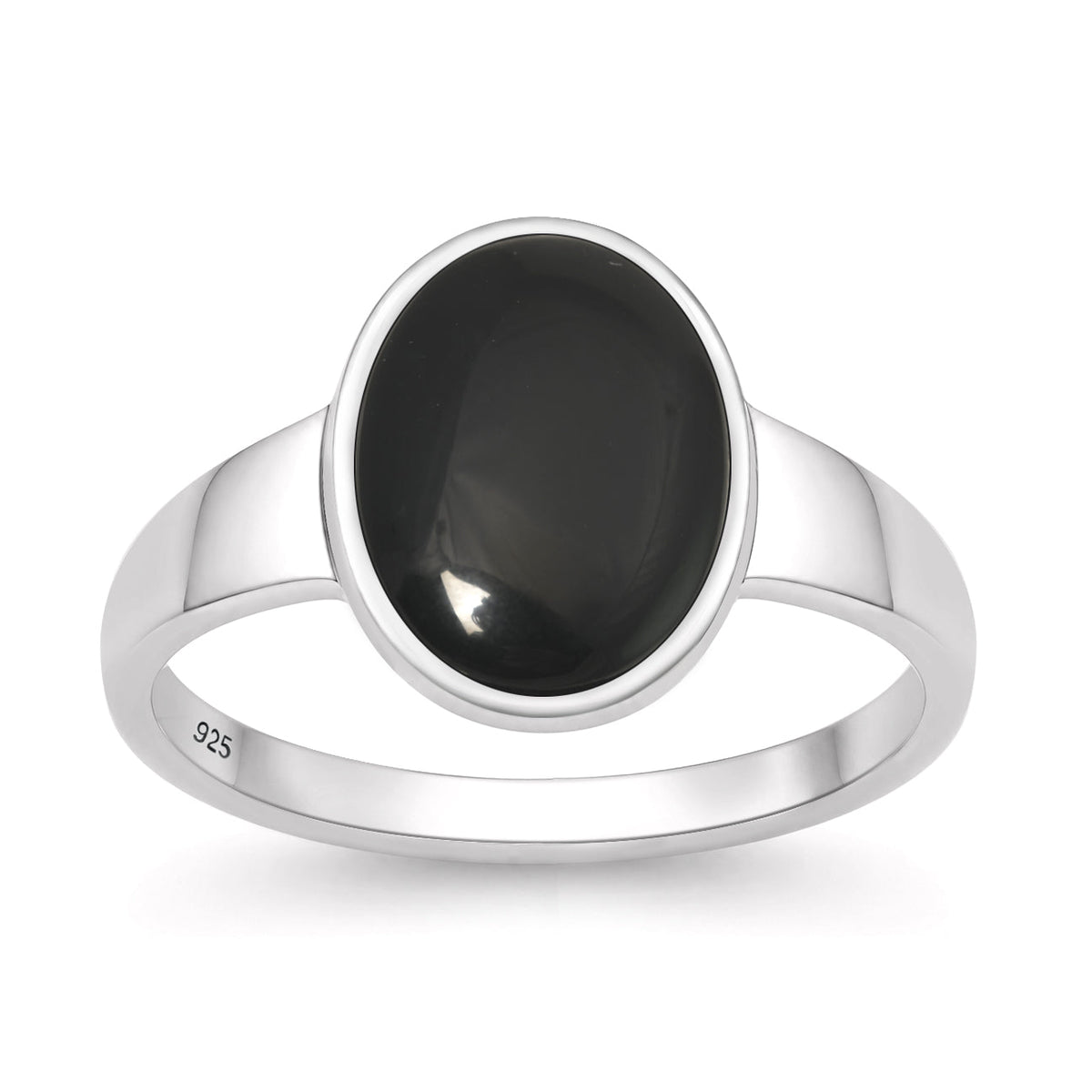 Sterling Silver Black Agate Solitaire Ring
