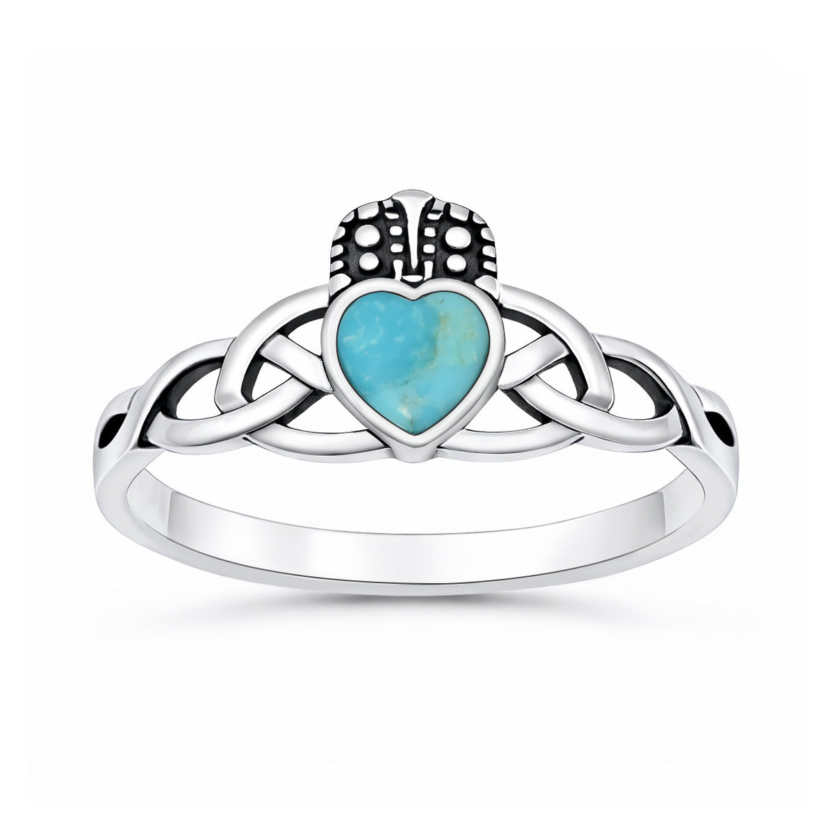 Sterling Silver Turquoise Claddagh Heart Ring