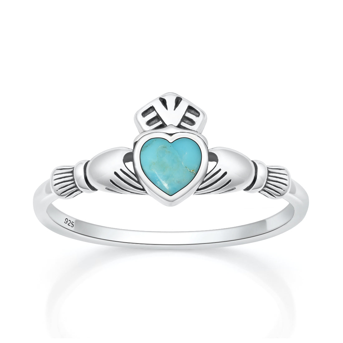 Sterling Silver Turquoise Claddagh Heart Ring