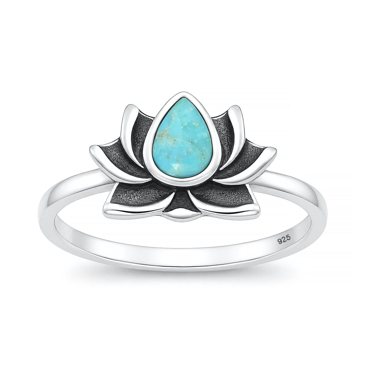 Sterling Silver Turquoise Lotus Ring