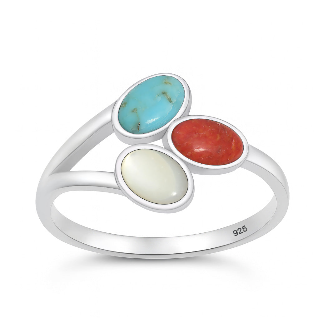Sterling Silver Mixed Stone Ring