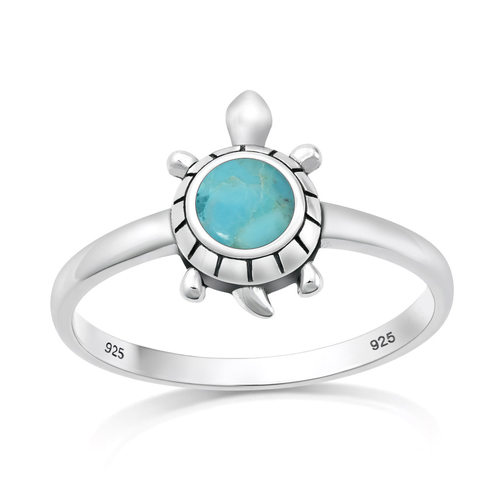 Sterling Silver Turquoise Sea Turtle Ring