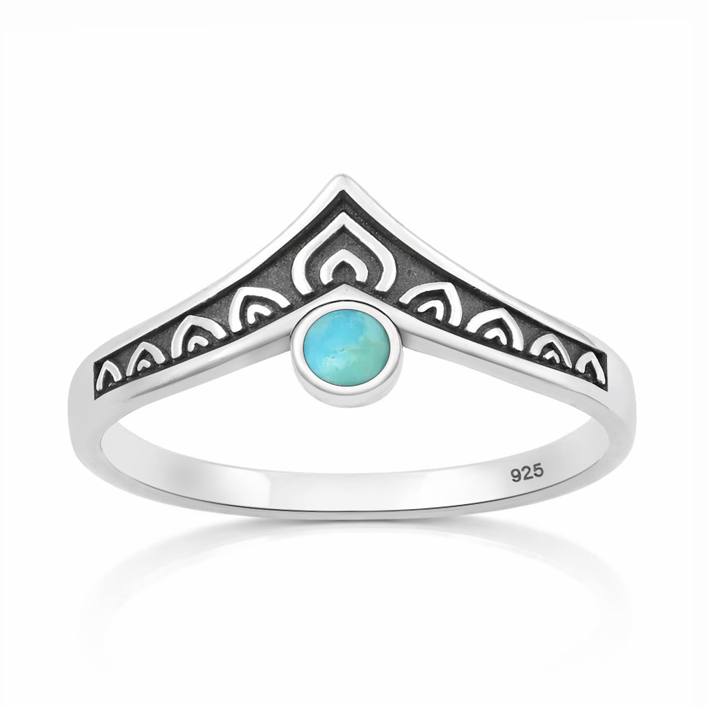 Sterling Silver Turquoise Chevron Ring