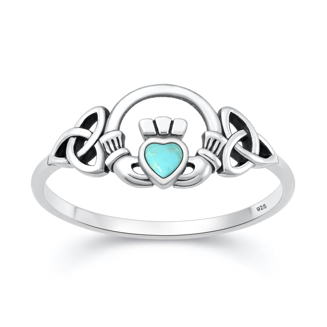 Sterling Silver Turquoise Claddagh Ring
