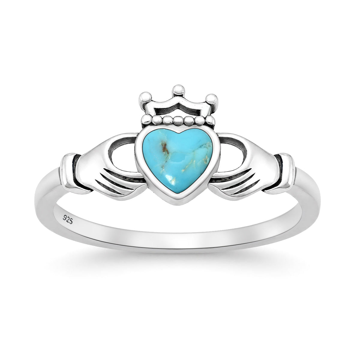 Sterling Silver Turquoise Claddagh Ring