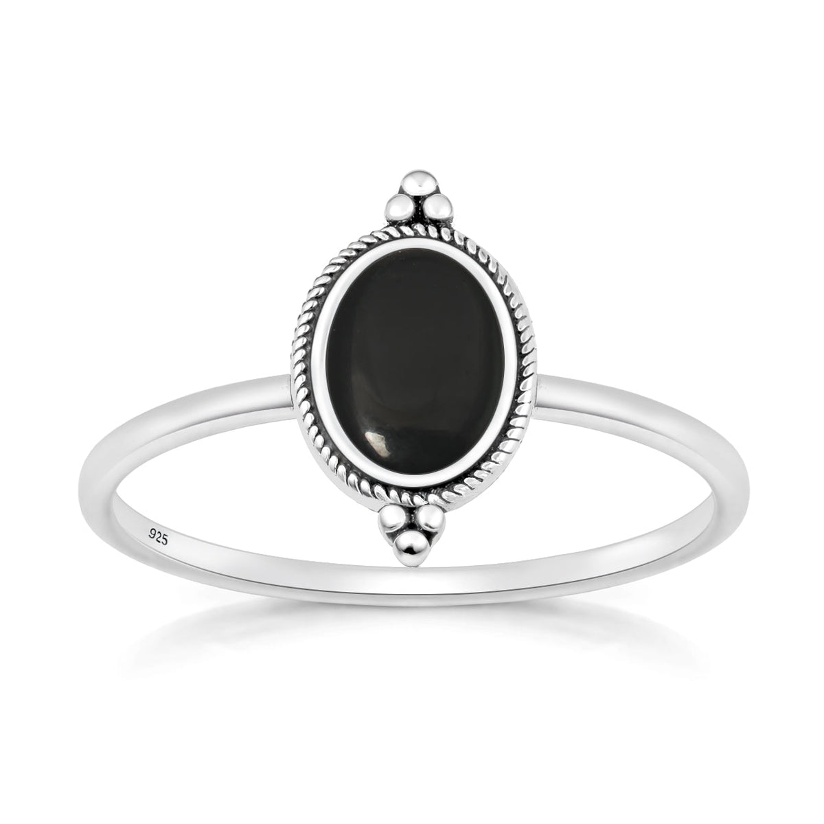 Sterling Silver Black Agate Ring