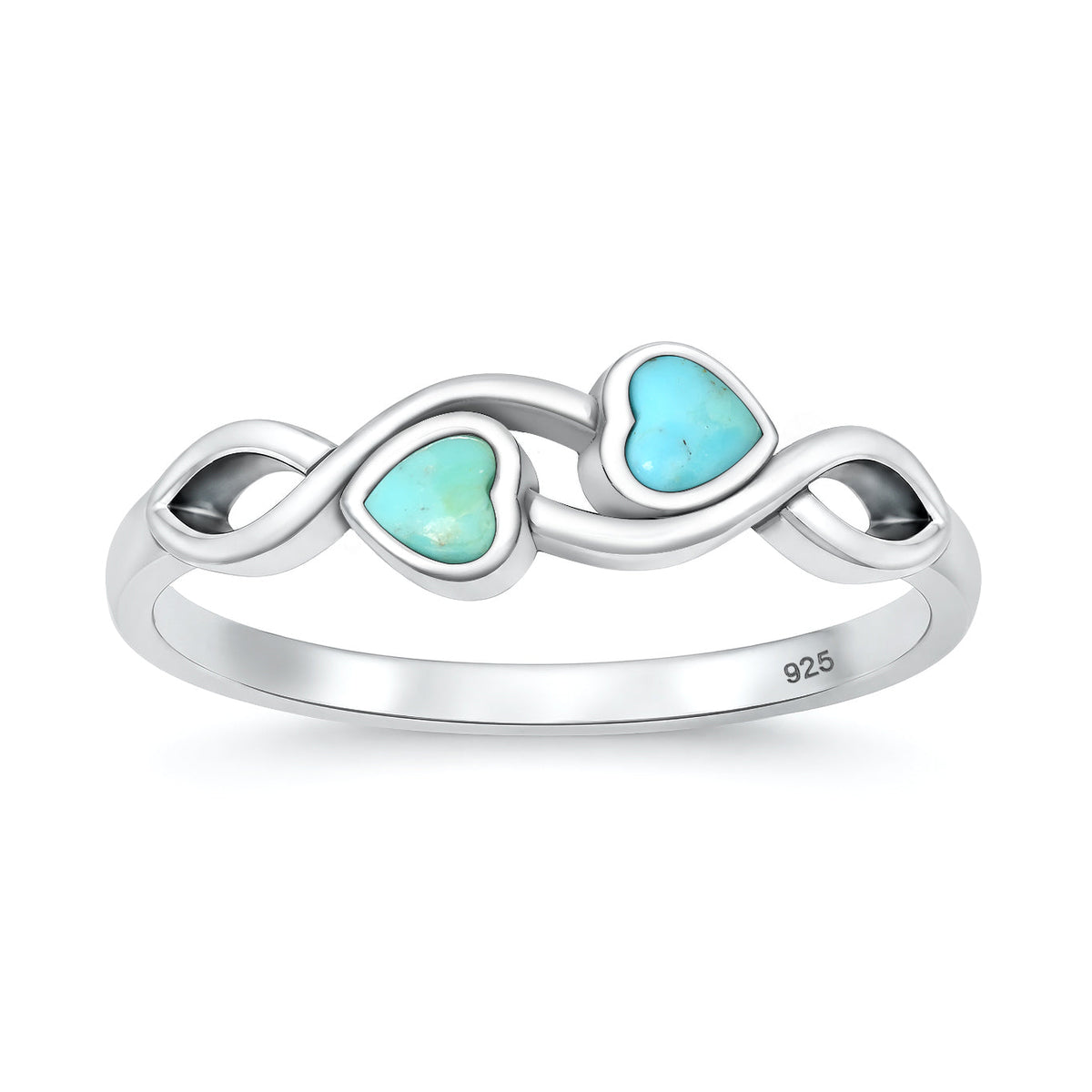 Sterling Silver Turquoise Heart Infinity Ring