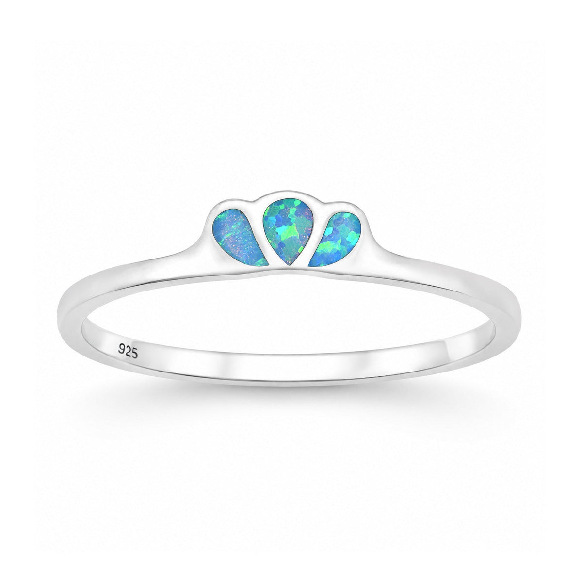 Sterling Silver Blue Synthetic Opal Cluster Ring