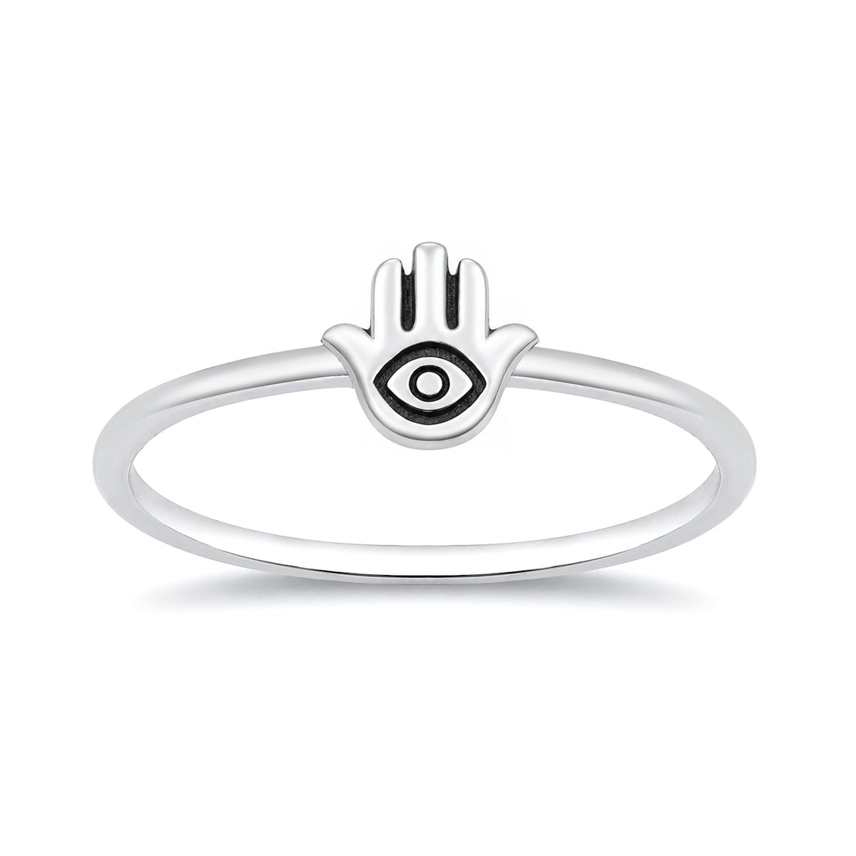 Sterling Silver Hamsa Evil Eye Ring