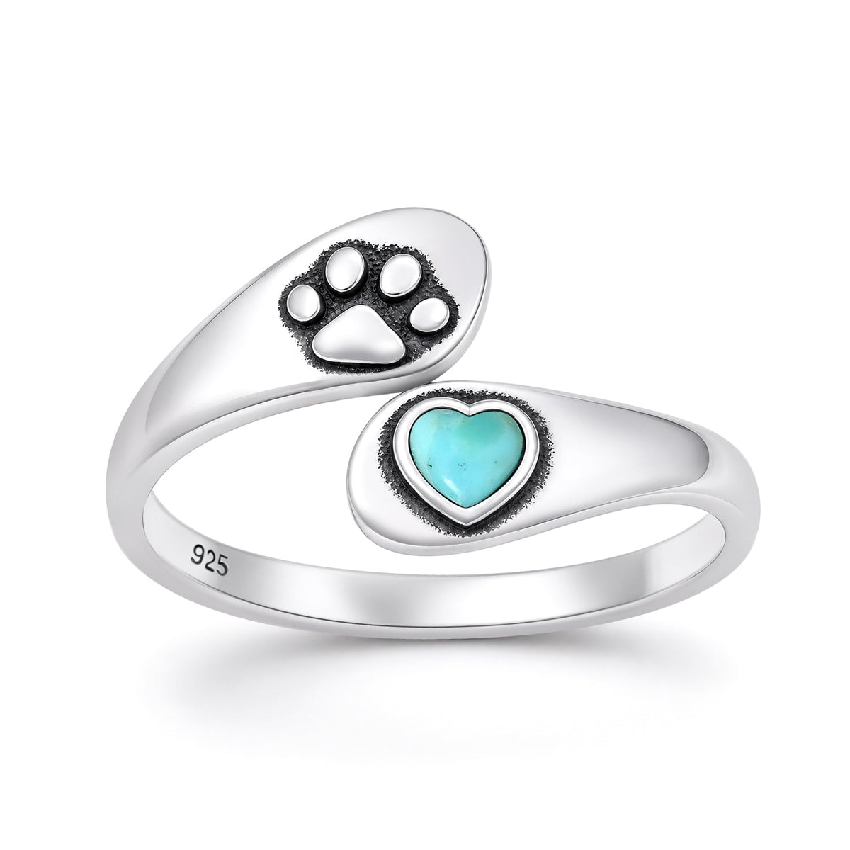 Sterling Silver Turquoise Paw Print Ring