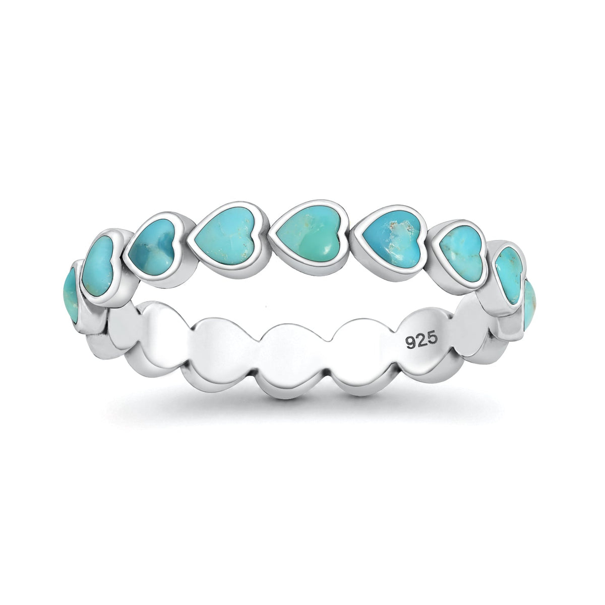 Sterling Silver Turquoise Eternity Heart Ring