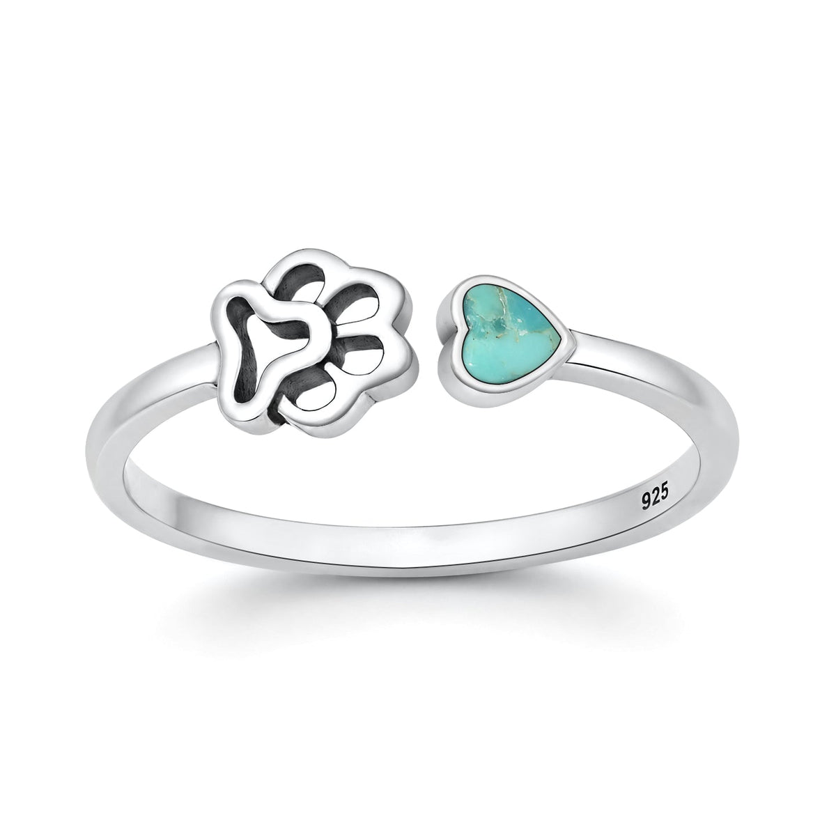 Sterling Silver Turquoise Paw Print Ring