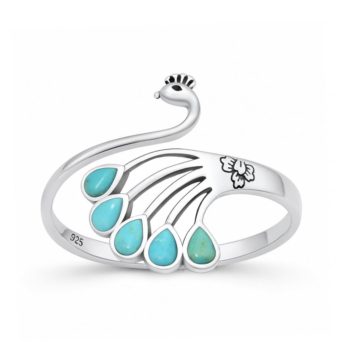 Sterling Silver Turquoise Peacock Ring