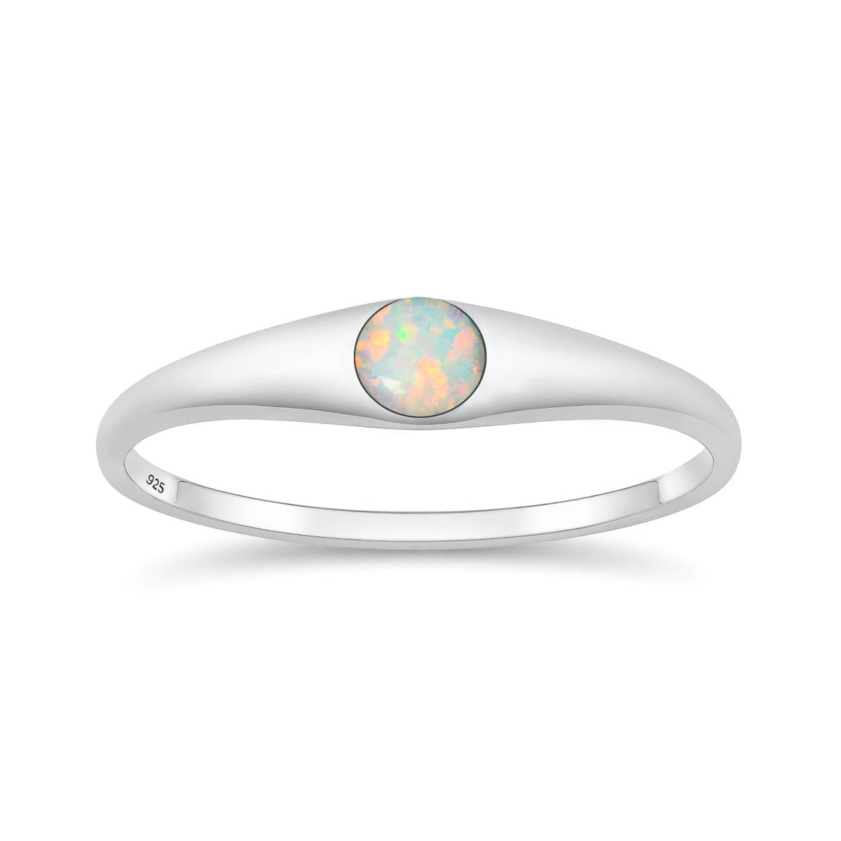 Sterling Silver White Synthetic Solitaire Ring