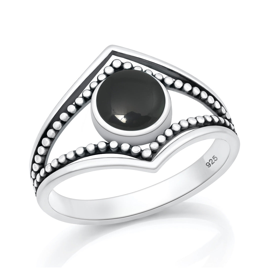 Sterling Silver Black Agate Ring