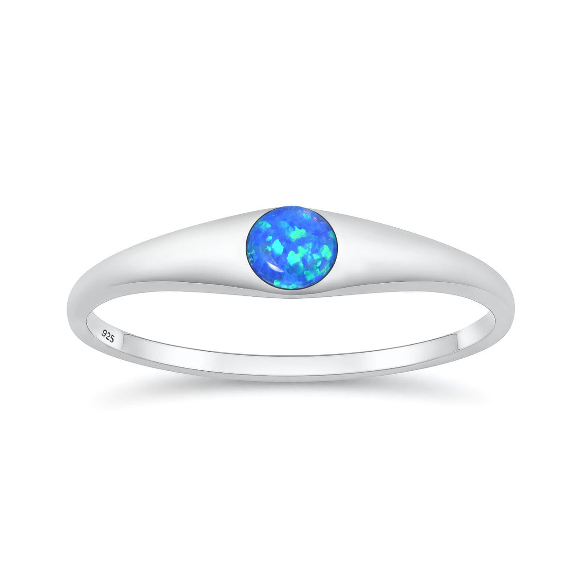 Sterling Silver Blue Synthetic Opal Solitaire Ring