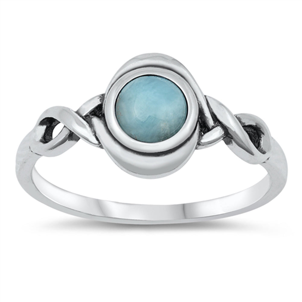Infinity Celtic Knot Twist Larimar Ring .925 Sterling Silver Band Sizes 4-10