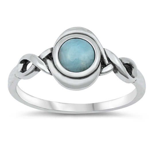 Infinity Celtic Knot Twist Larimar Ring .925 Sterling Silver Band Sizes 4-10