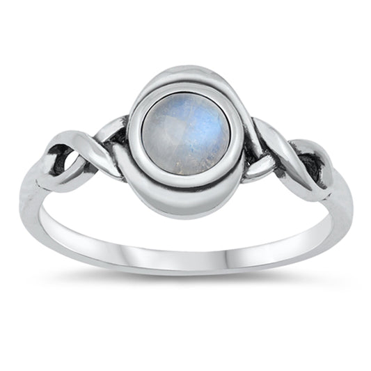 Celtic Knot Twist Promise Moonstone Ring .925 Sterling Silver Band Sizes 4-10