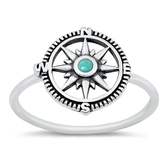 Sterling Silver Turquoise Compass Ring