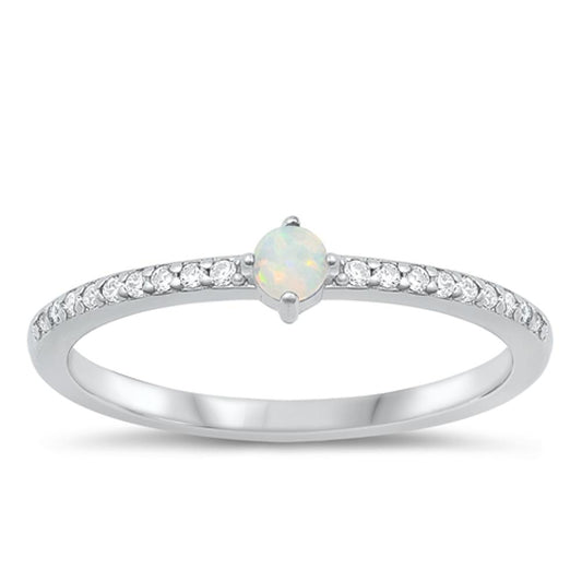 Sterling Silver White Lab Opal Ring