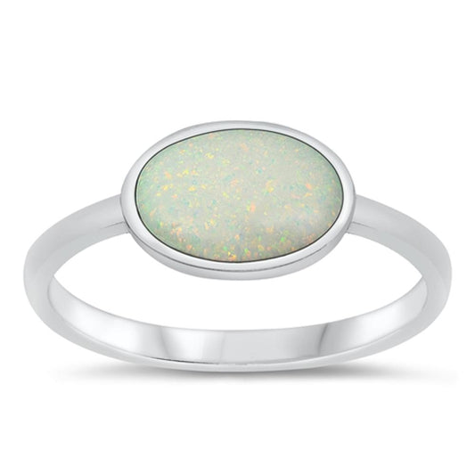 Sterling Silver White Lab Opal Ring
