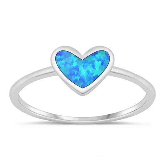 Sterling Silver Blue Lab Opal Heart Ring