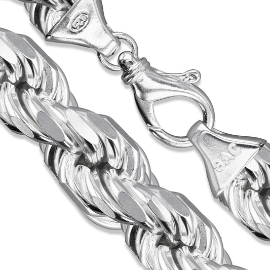 Rope Rhodium Plated 360 - 18mm - Sterling Silver Rope Chain Necklace