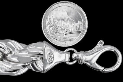 Rope Rhodium Plated 360 - 18mm - Sterling Silver Rope Chain Necklace