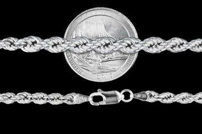Rope Hollow Graduated 120 - 6mm - Sterling Silver Chain Necklace