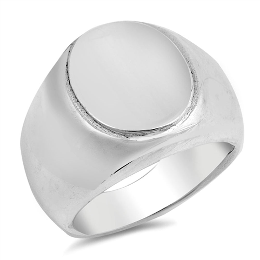 Round Engravable Surface Class Ring New 925 Sterling Silver Flat Band Sizes 6-10