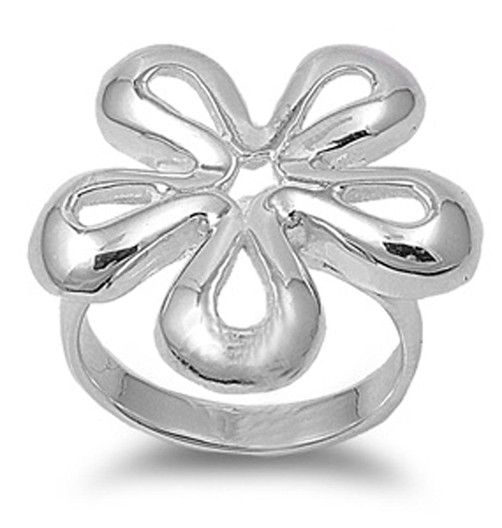 Hawaiian Plumeria Tropical Flower Ring New .925 Sterling Silver Band Sizes 5-10