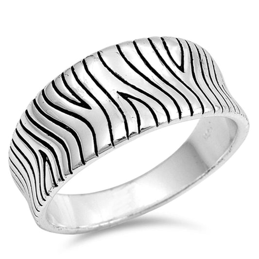 Oxidized Wave Etched Flame Wedding Ring New .925 Sterling Silver Band Sizes 5-10