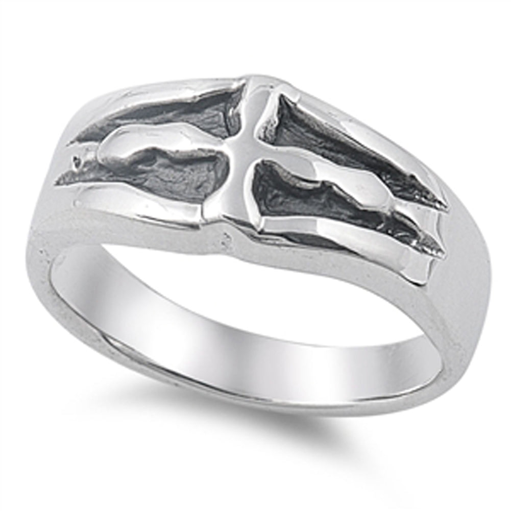 Antiqued Cross Filigree Raised Love Ring New 925 Sterling Silver Band Sizes 6-10