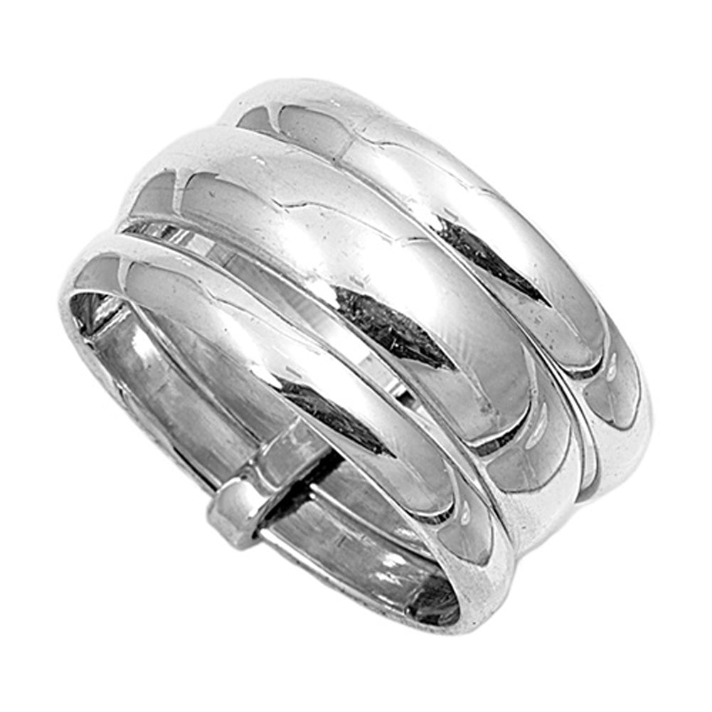 Sterling Silver Woman's Classic Ring Fashion Pure 925 Wide Band 13mm Sizes 4-13