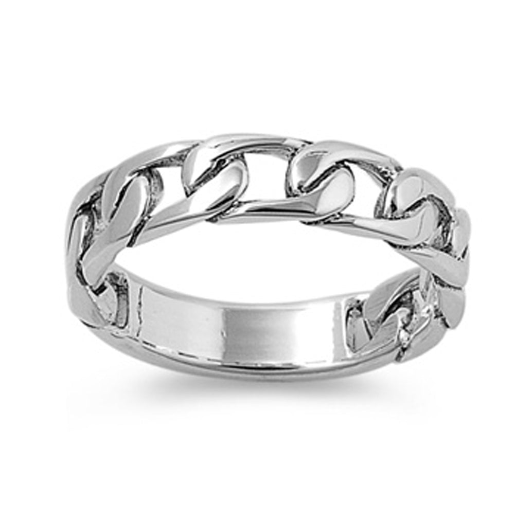 Sterling Silver Woman's Men's Curb Link Ring Fashion 925 Band 5mm Sizes 5-12