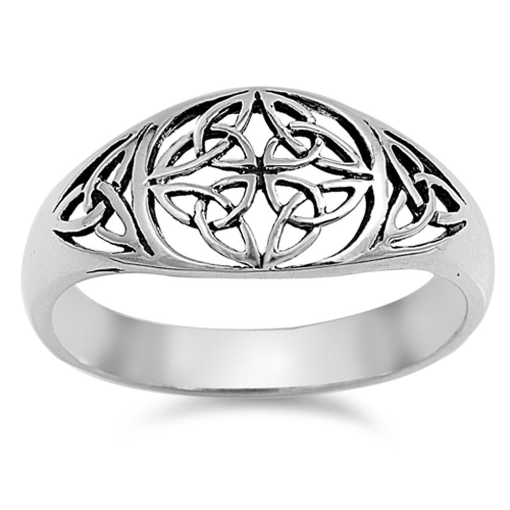 Antiqued Filigree Celtic Endless Knot Ring Sterling Silver Boho Band Sizes 5-12
