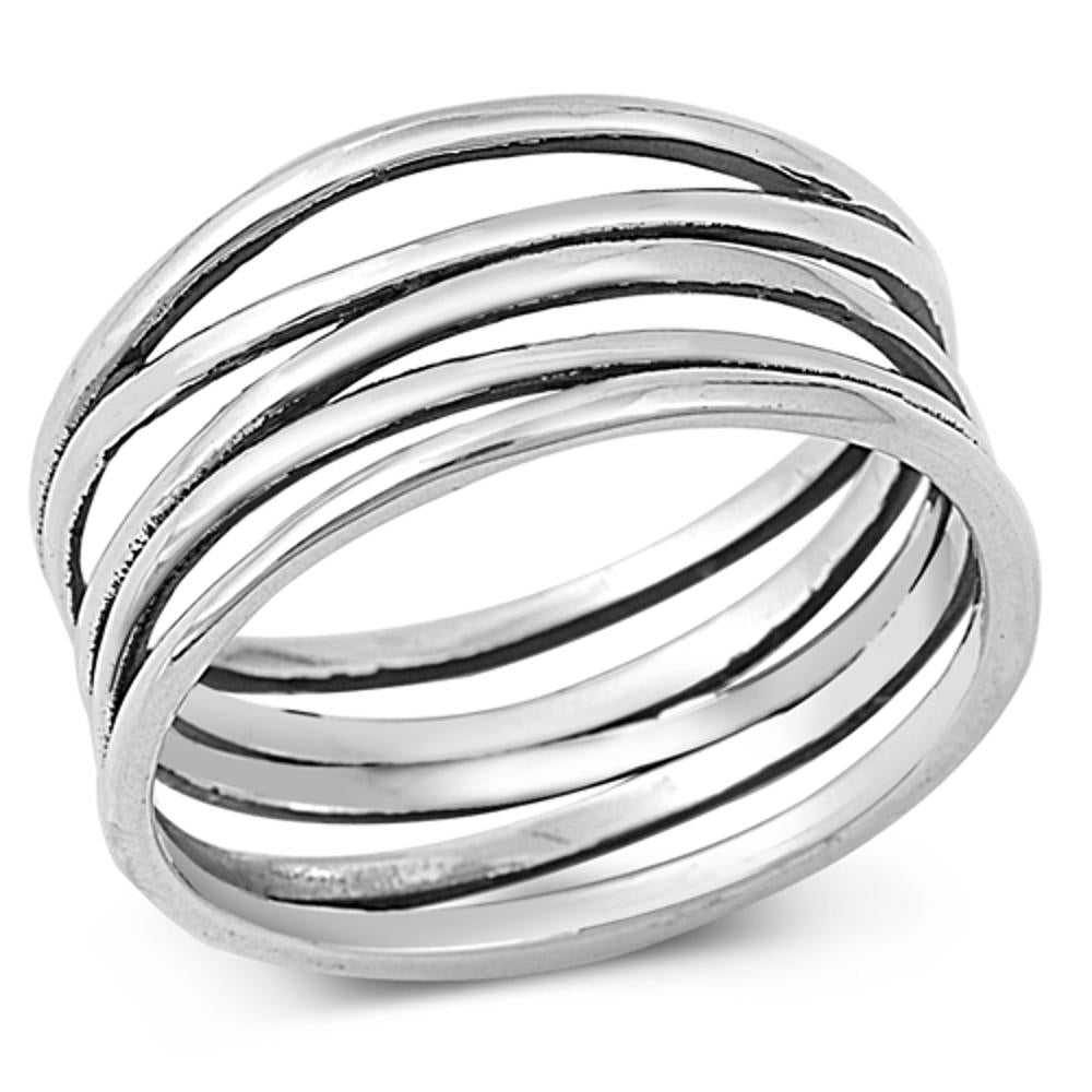 Knot Bar Line Design Polished Cute Ring New .925 Sterling Silver Band Sizes 5-11