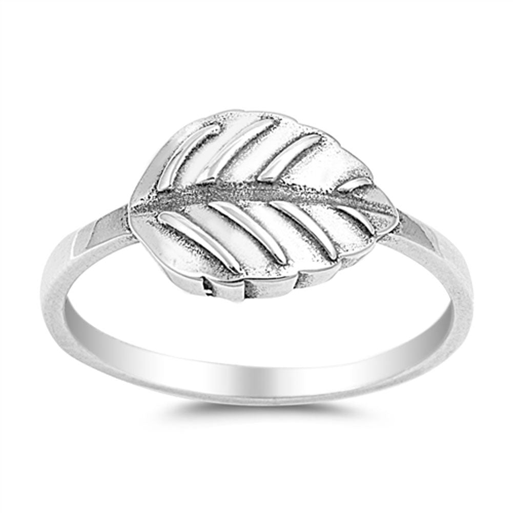 Sideways Leaf Polished Fashion Ring New .925 Sterling Silver Band Sizes 4-10