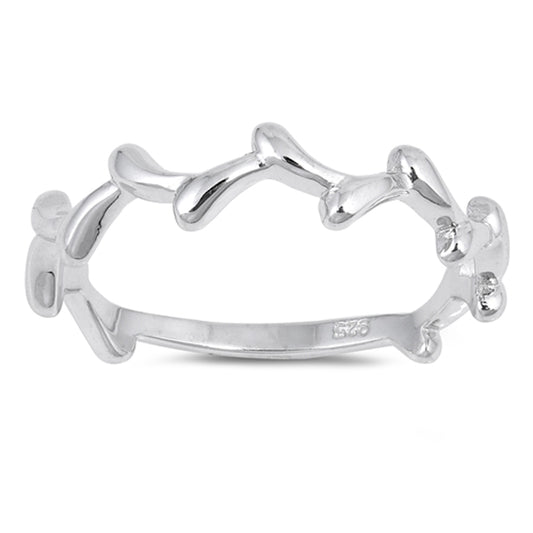 Thorn Crown Stackable Thin Curved Ring New .925 Sterling Silver Band Sizes 3-10