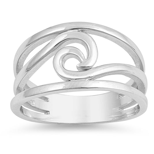 Wave Cutout Ocean Sea Thumb Nature Ring New .925 Sterling Silver Band Sizes 5-10