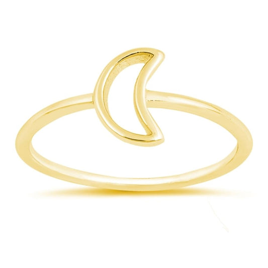 Open Moon Outline Ring New .925 Sterling Silver Band Sizes 4-10