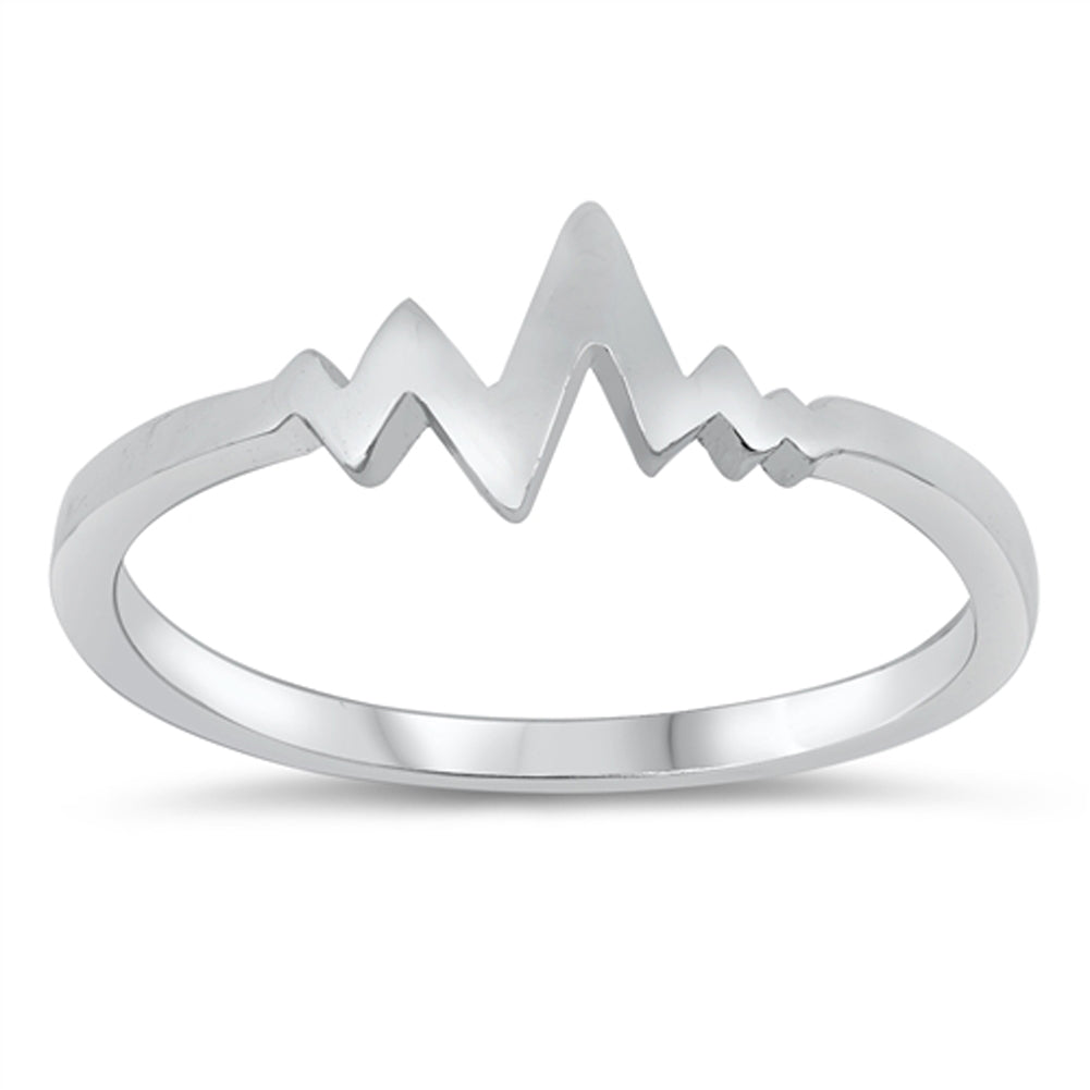 EKG Pulse Heartbeat Nurse EMT Ring .925 Sterling Silver Sizes 4-12